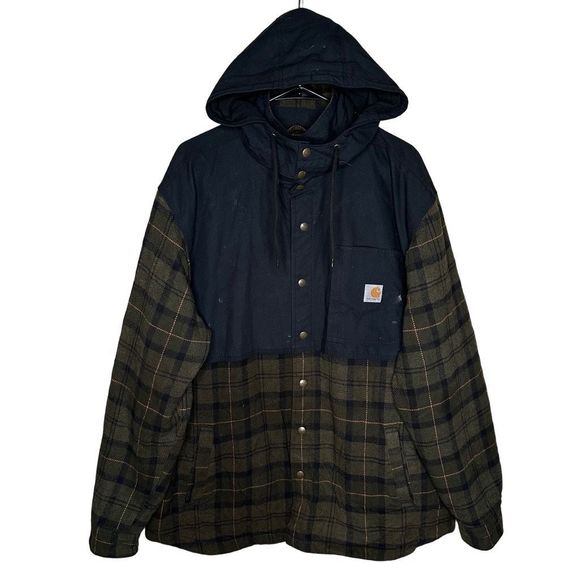 Carhartt Plaid Pawnee With detachable Hood Canvas Jacket 2XL - Picture 1 of 6